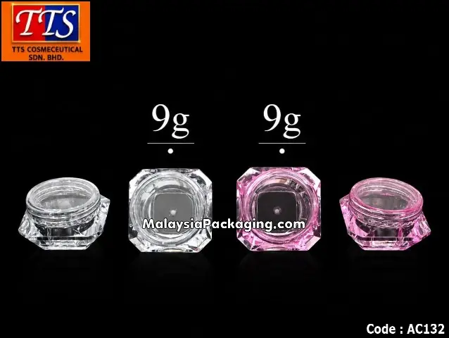 AC132 9g cosmetic jar in clear transparent and pink transparent