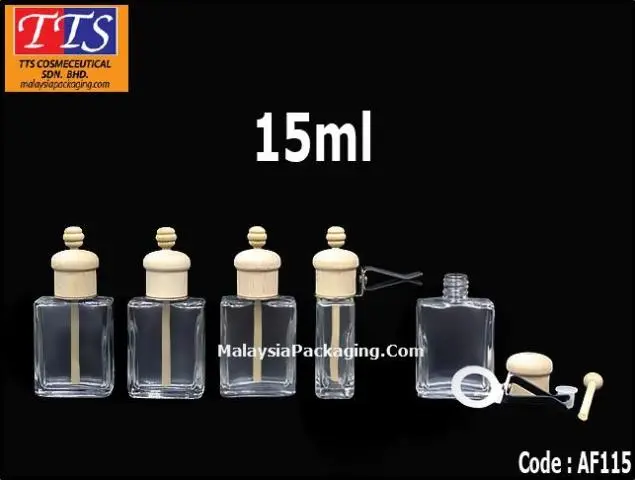 AF115 15ml clear transparent rectangular clip-on car perfume bottle
