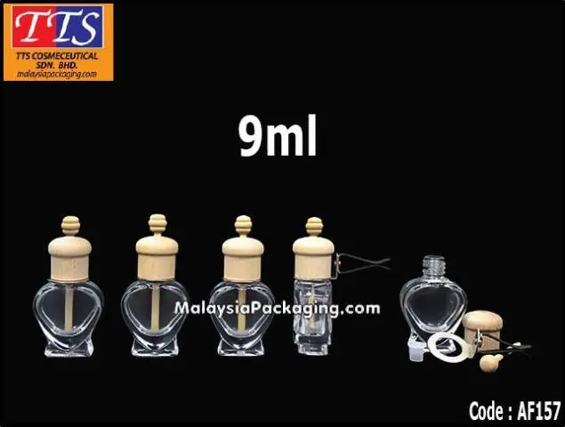 AF157 9ml clear transparent heart-shaped clip-on car perfume bottle
