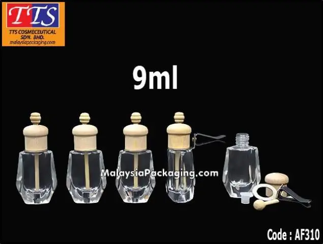 AF310 9ml clear transparent diamond clip-on car perfume bottle