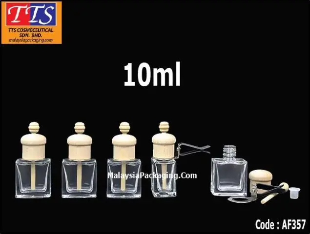 AF357 10ml clear transparent square clip-on car perfume bottle