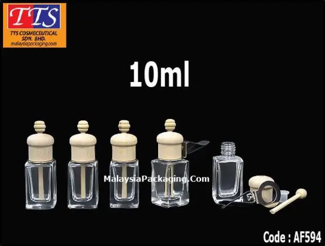 AF594 10ml clear transparent rectangular clip-on car perfume bottle