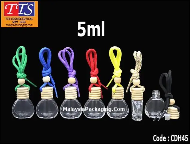 CDH45 5ml clear transparent oval hanging car perfume bottle with wooden cap