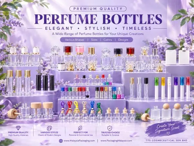 Perfume bottles in Malaysia including spray, roll-on and car perfume bottles